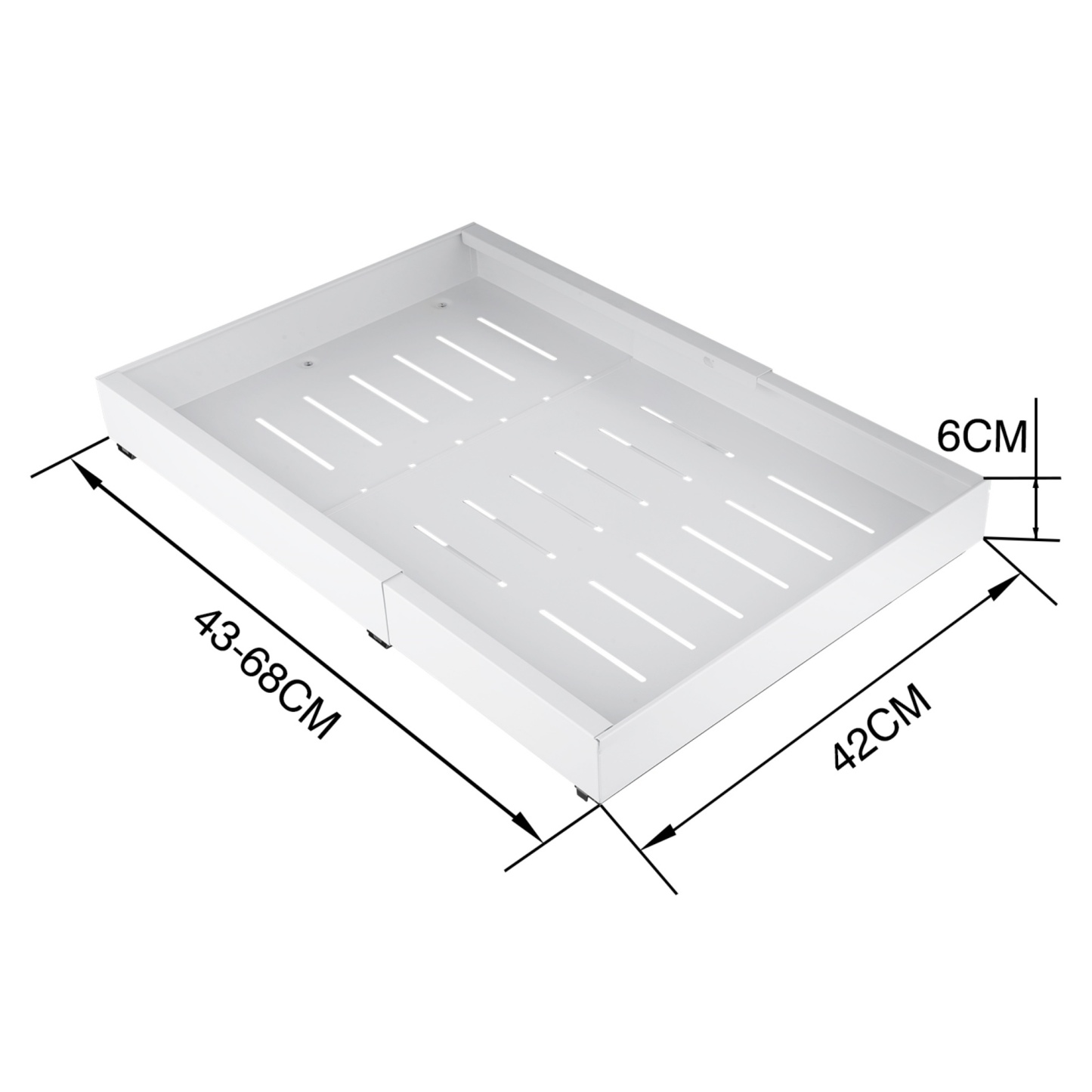 43-68cm Pull-Out Kitchen Extendable Steel Cabinet Tray Sliding Drawer Rack Holder