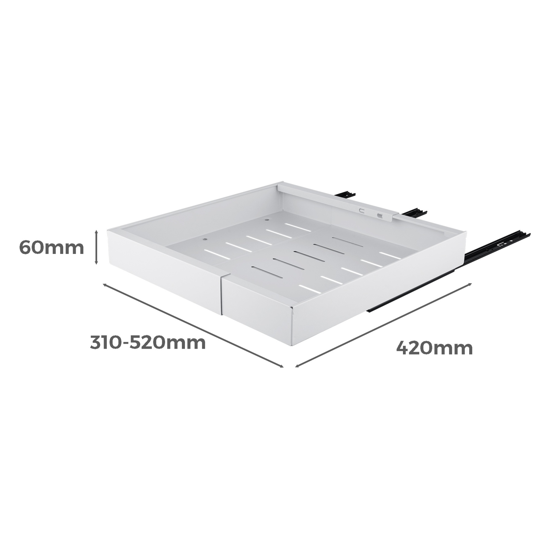 31-52cm Pull-Out Extendable Steel Cabinet Tray Kitchen Slide Drawer Organizer Rack Holder Storage Shelf