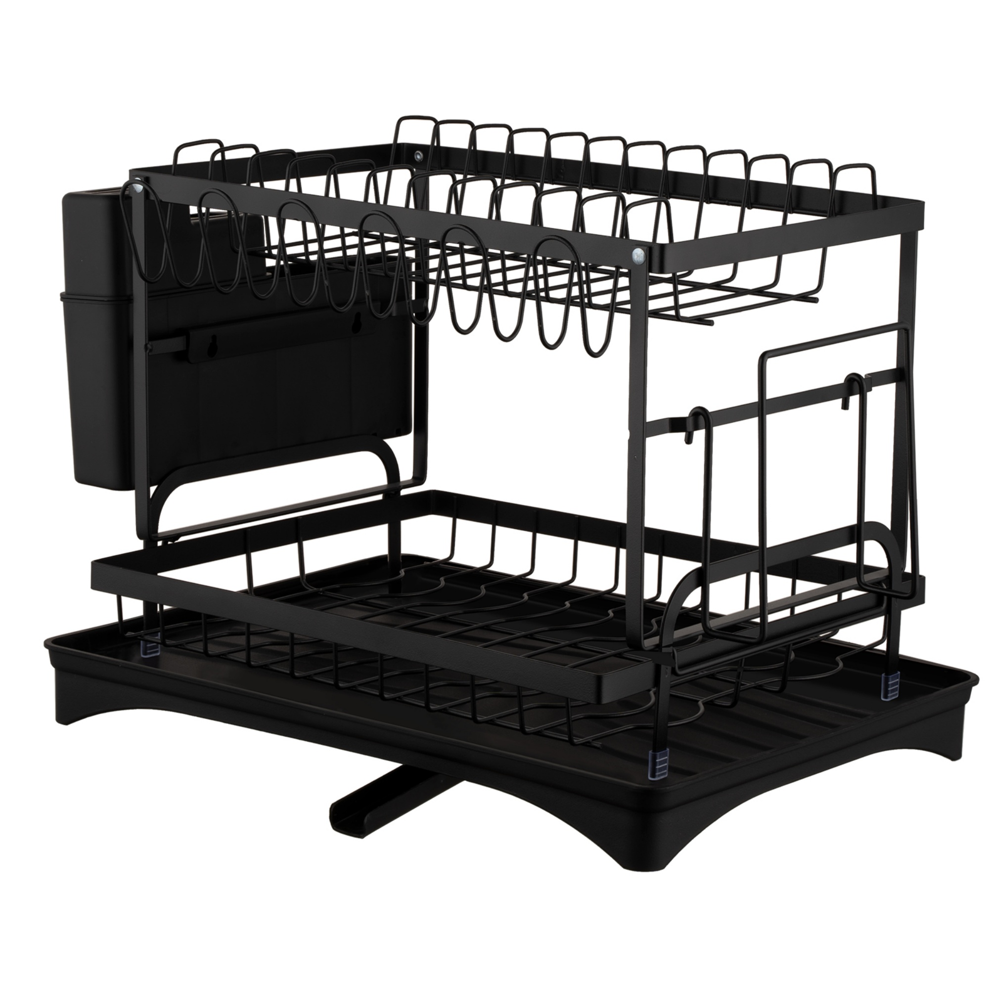 Kitchen Sink Drain Storage Rack Dish Bowl Cup Cutlery Drying Holder Black / White