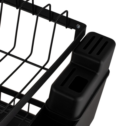 Kitchen Sink Drain Storage Rack Dish Bowl Cup Cutlery Drying Holder Black / White