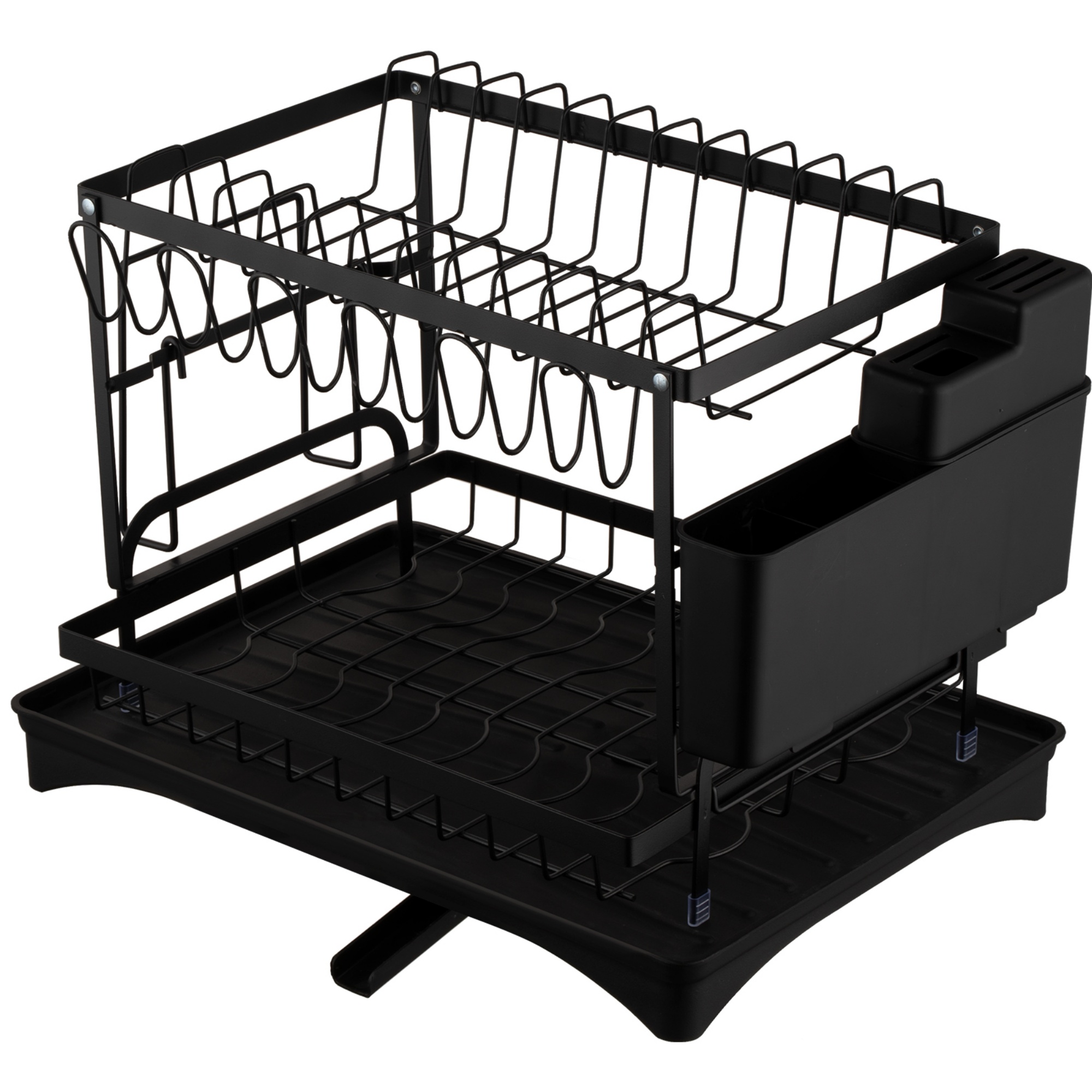 Kitchen Sink Drain Storage Rack Dish Bowl Cup Cutlery Drying Holder Black / White