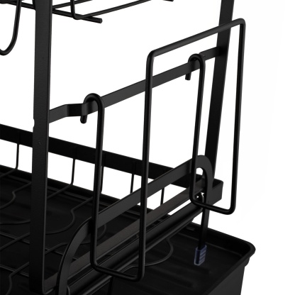 Kitchen Sink Drain Storage Rack Dish Bowl Cup Cutlery Drying Holder Black / White
