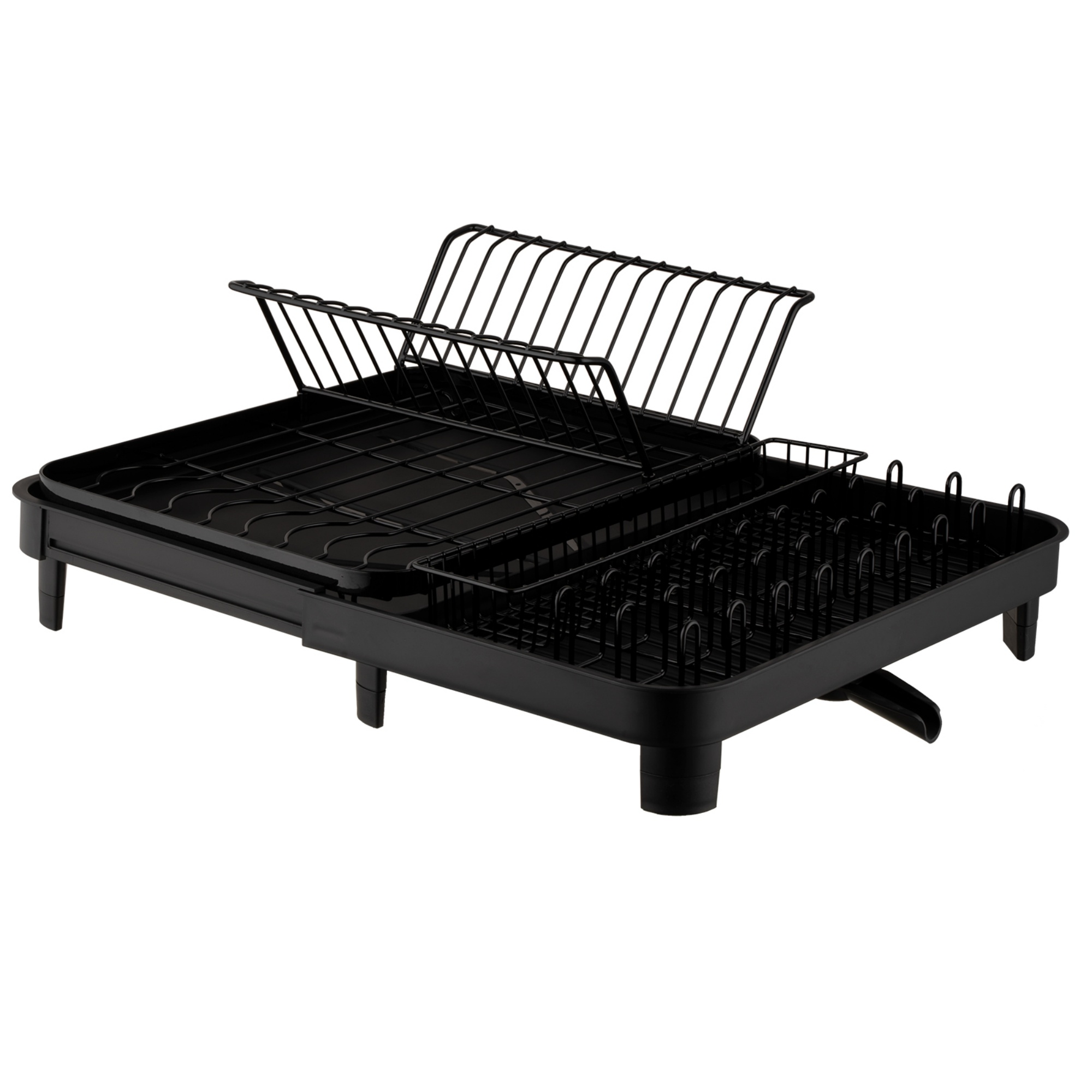 Expandable Black Dish Bowl Drying Storage Rack Kitchen Dish Plate Cup Holder Drain Organizer