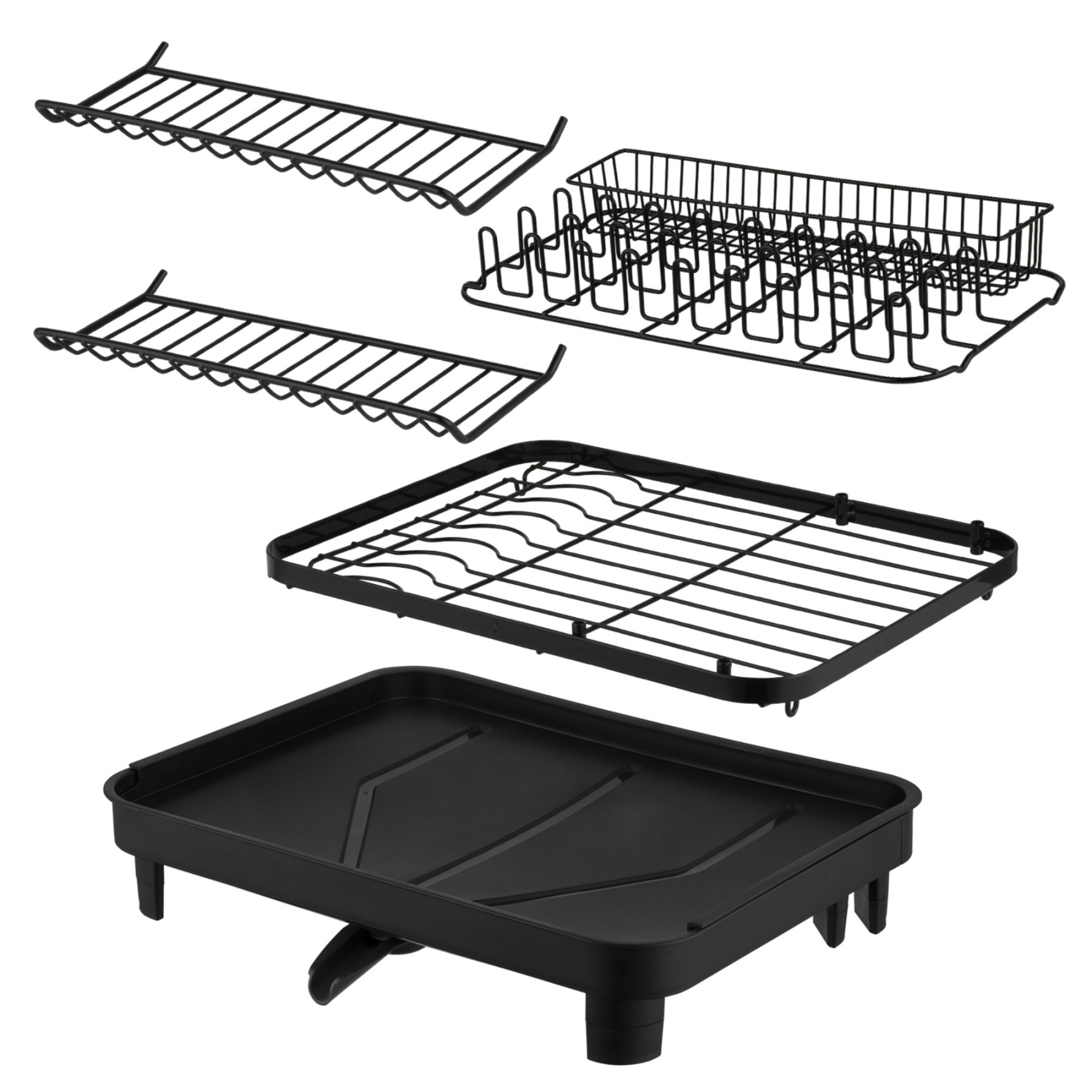 Expandable Black Dish Bowl Drying Storage Rack Kitchen Dish Plate Cup Holder Drain Organizer