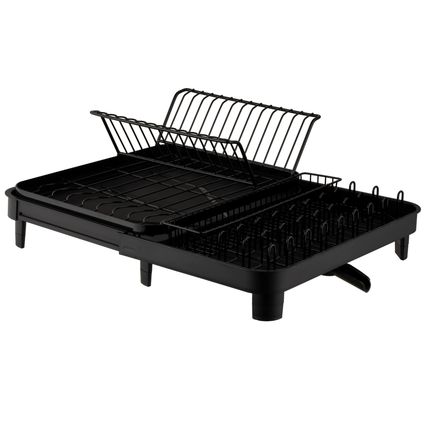 Expandable Black Dish Bowl Drying Storage Rack Kitchen Dish Plate Cup Holder Drain Organizer