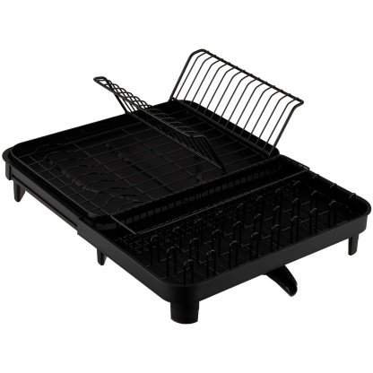 Expandable Black Dish Bowl Drying Storage Rack Kitchen Dish Plate Cup Holder Drain Organizer