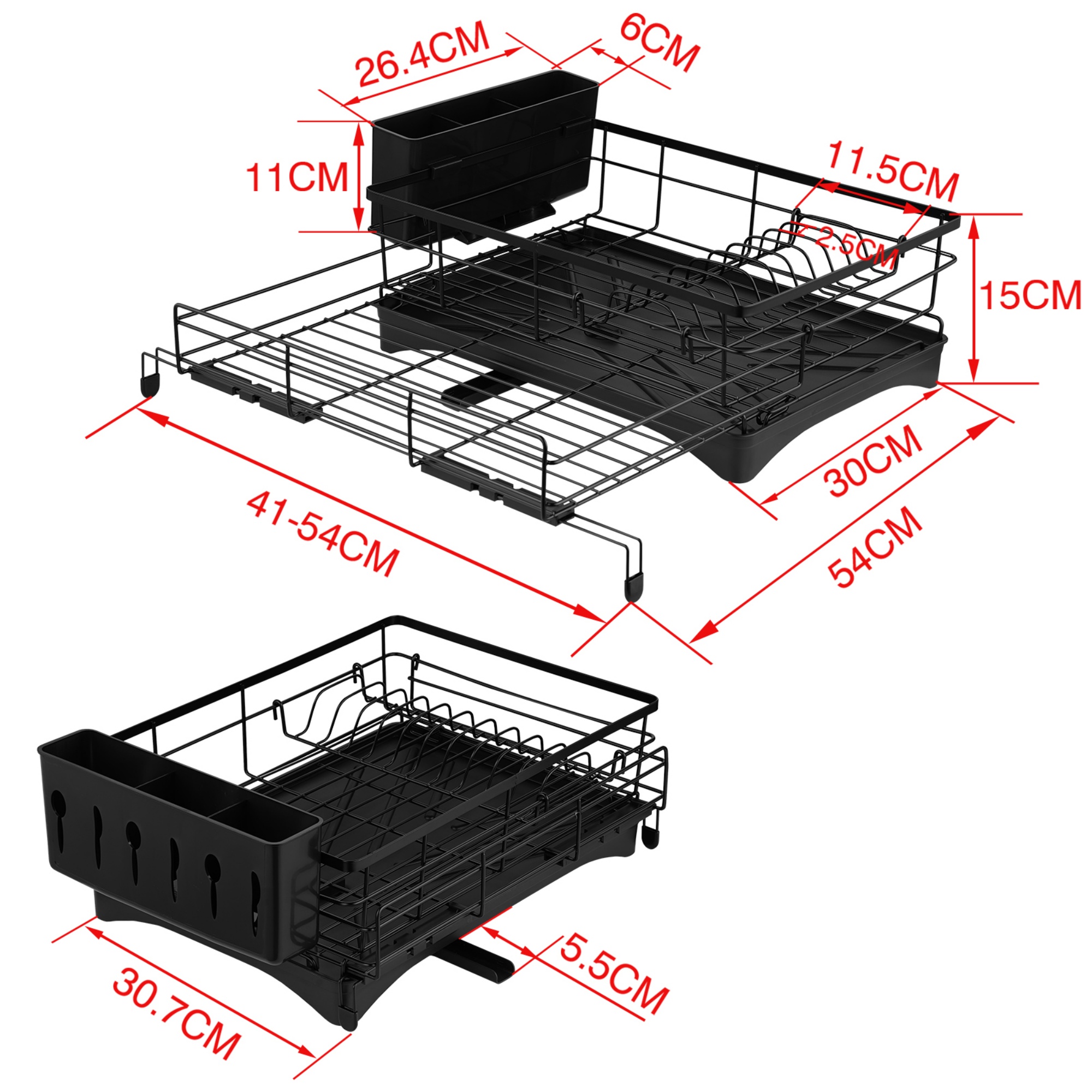 Expandable Kitchen Sink Drain Storage Rack Two in One Large Capacity Dish Bowl Plate Drying Holder 
