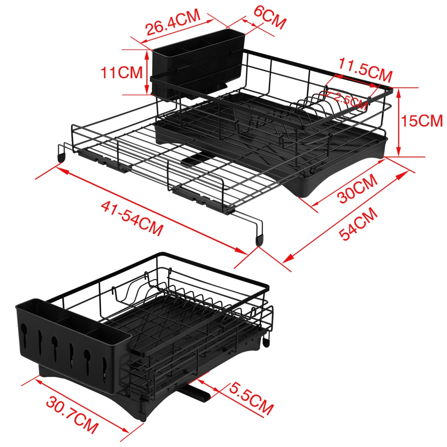 Expandable Kitchen Sink Drain Storage Rack Two in One Large Capacity Dish Bowl Plate Drying Holder 