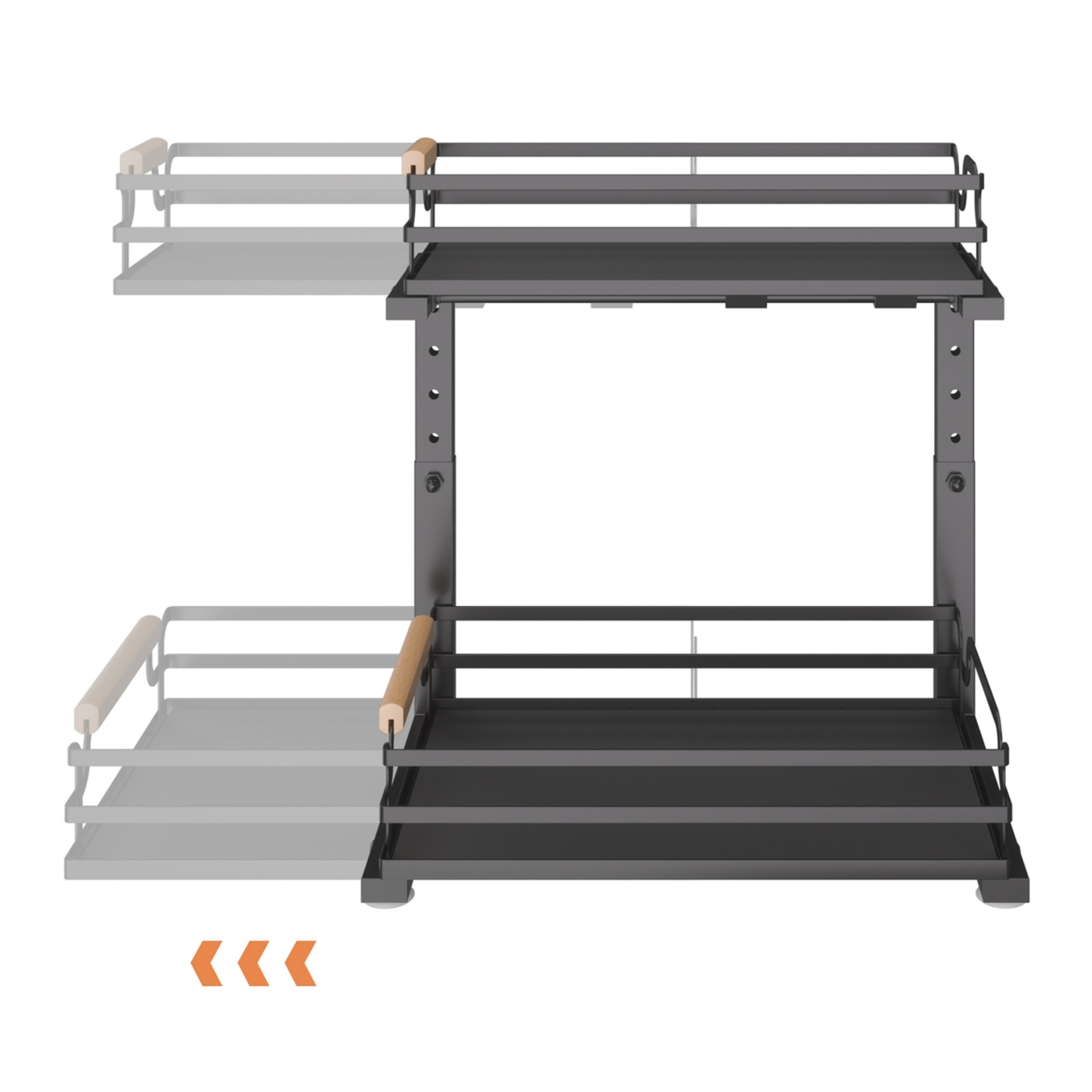 2 Tier Adjustable Height Slide-Out Under Sink Organizer Rack Kitchen Cabinet Bathroom Storage Shelf Holder White/Black