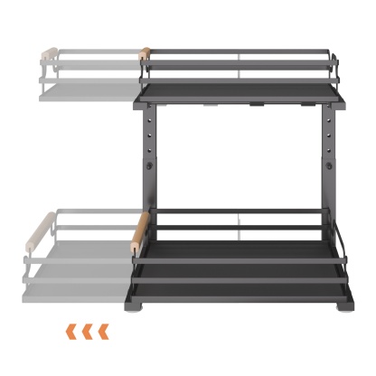 2 Tier Adjustable Height Slide-Out Under Sink Organizer Rack Kitchen Cabinet Bathroom Storage Shelf Holder White/Black