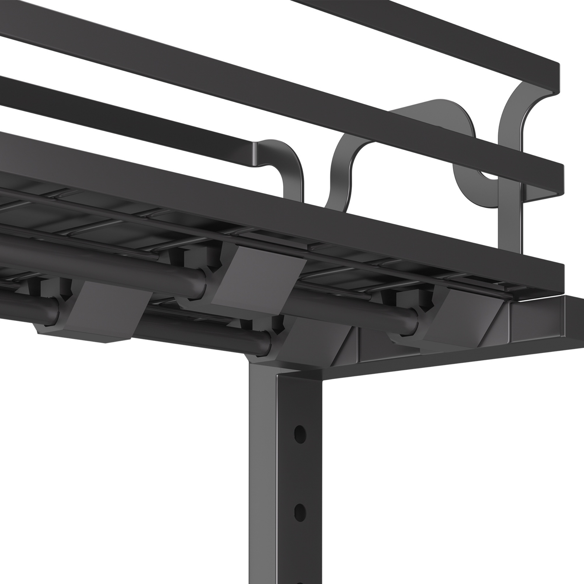 2 Tier Adjustable Height Slide-Out Under Sink Organizer Rack Kitchen Cabinet Bathroom Storage Shelf Holder White/Black