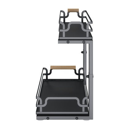 2 Tier Adjustable Height Slide-Out Under Sink Organizer Rack Kitchen Cabinet Bathroom Storage Shelf Holder White/Black