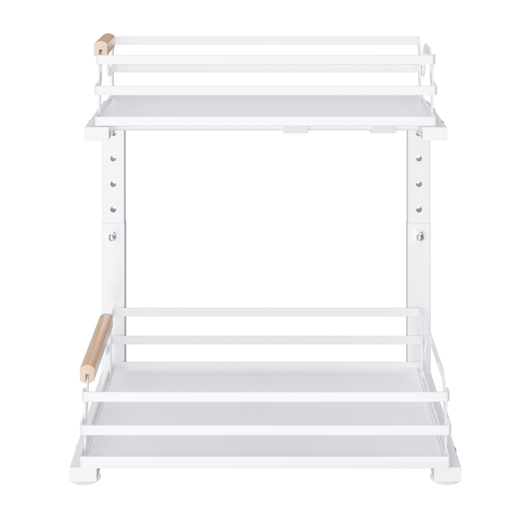 2 Tier Adjustable Height Slide-Out Under Sink Organizer Rack Kitchen Cabinet Bathroom Storage Shelf Holder White/Black