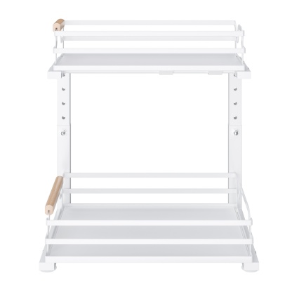 2 Tier Adjustable Height Slide-Out Under Sink Organizer Rack Kitchen Cabinet Bathroom Storage Shelf Holder White/Black