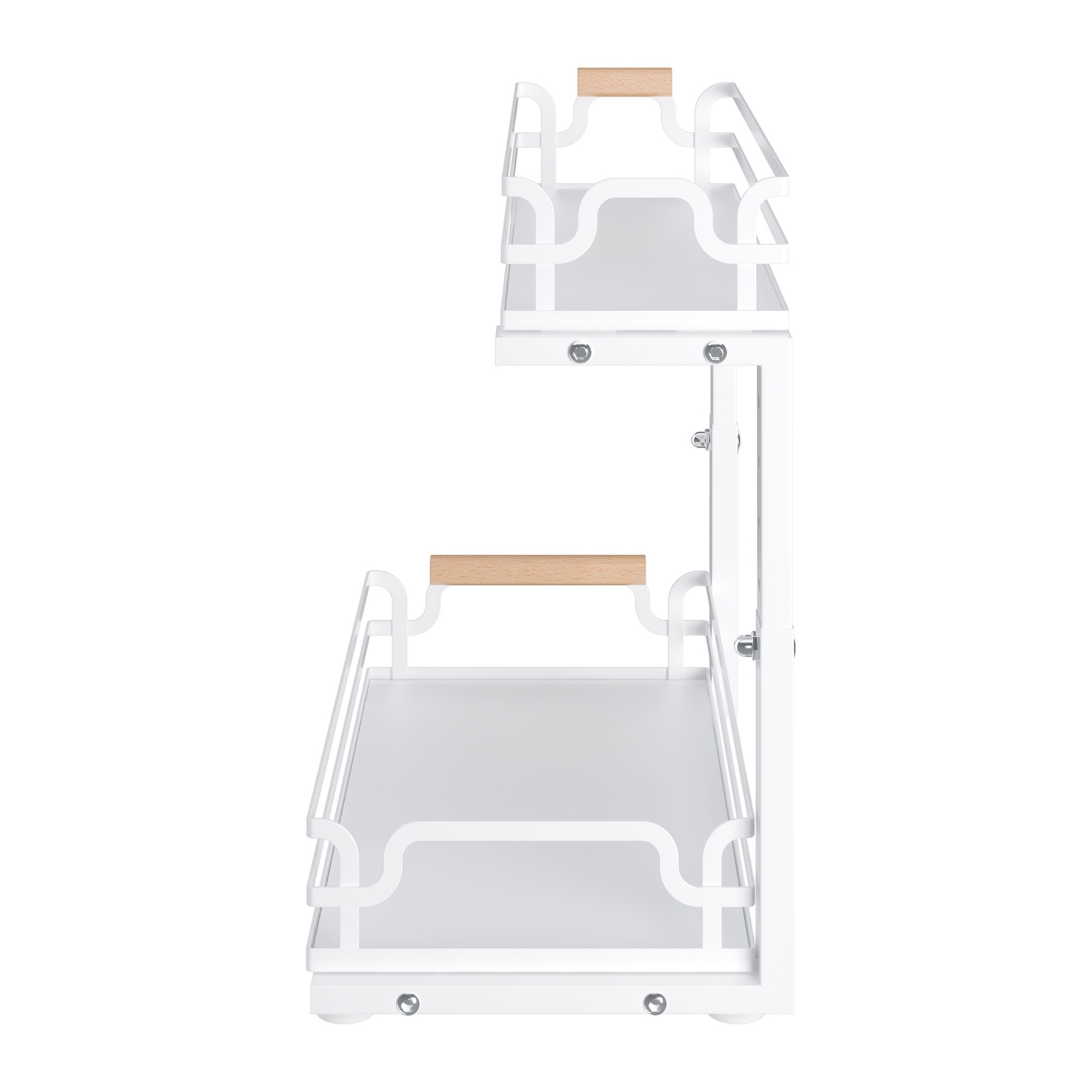 2 Tier Adjustable Height Slide-Out Under Sink Organizer Rack Kitchen Cabinet Bathroom Storage Shelf Holder White/Black