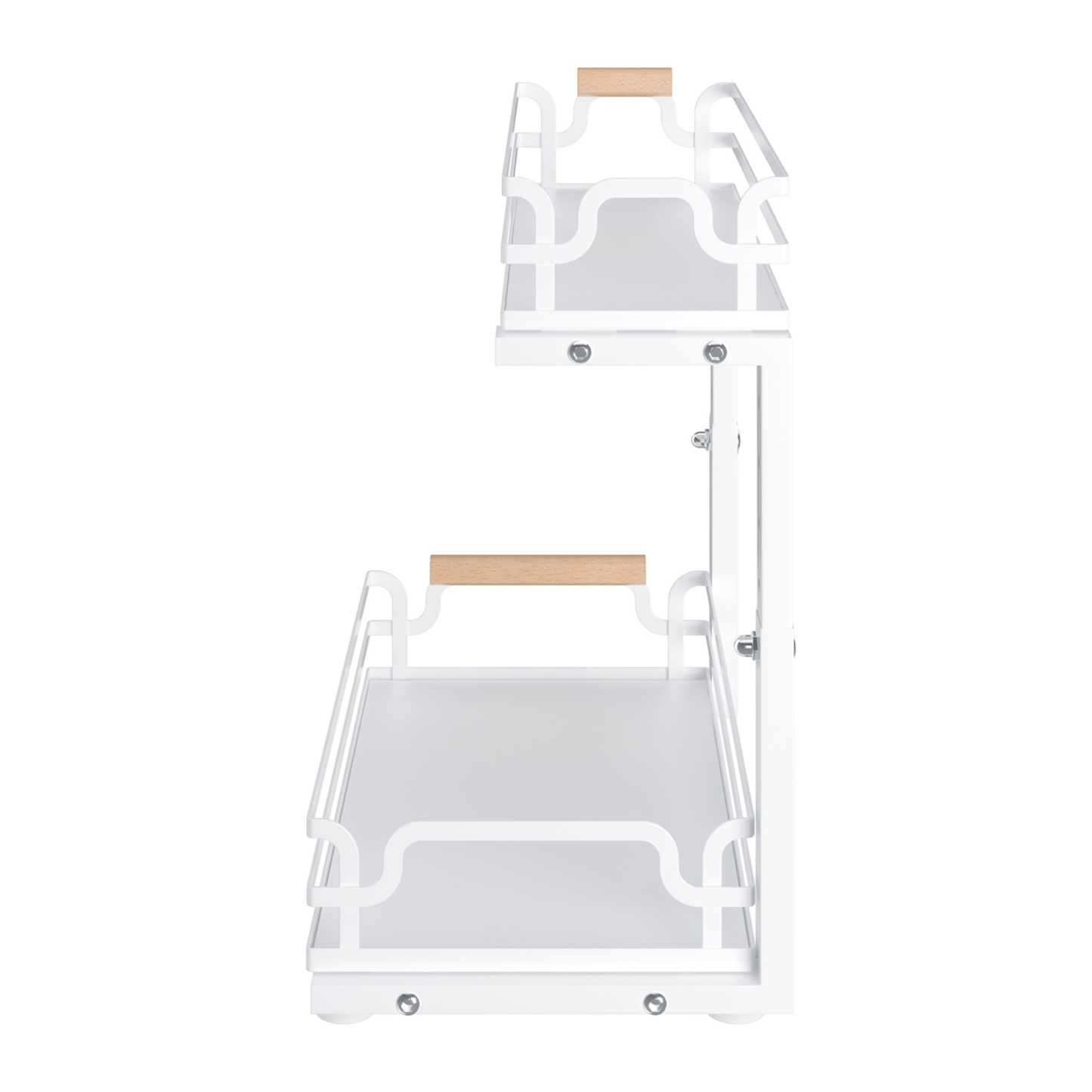 2 Tier Adjustable Height Slide-Out Under Sink Organizer Rack Kitchen Cabinet Bathroom Storage Shelf Holder White/Black