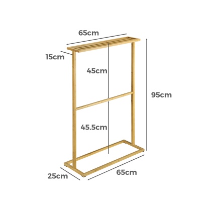 Bathroom Freestanding Bamboo Towel Drying Organizer Rail Rack Clothes Storage Hanger Holder 
