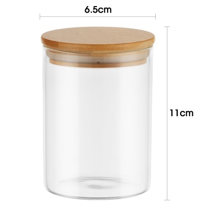12PCS 300ml Pantry Airtight Glass Snacks Storage Preserving Jar Candy Tea Coffee Bean Organizer Bottle Bamboo Lid 