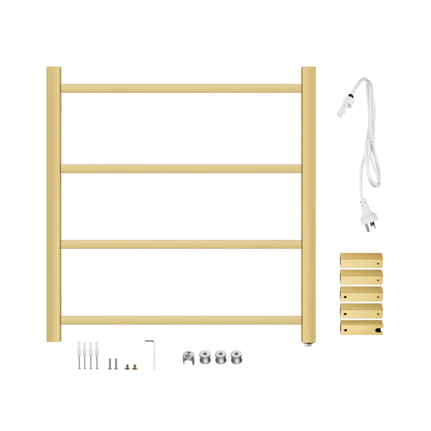 4 Bars Bathroom Square Stainless Steel Electric Heated Towel Rail Rack Wall Mounted Tower Warmer Hanger Holder Chrome/Black/Yellow Gold