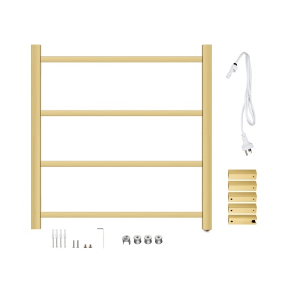 4 Bars Bathroom Square Stainless Steel Electric Heated Towel Rail Rack Wall Mounted Tower Warmer Hanger Holder Chrome/Black/Yellow Gold