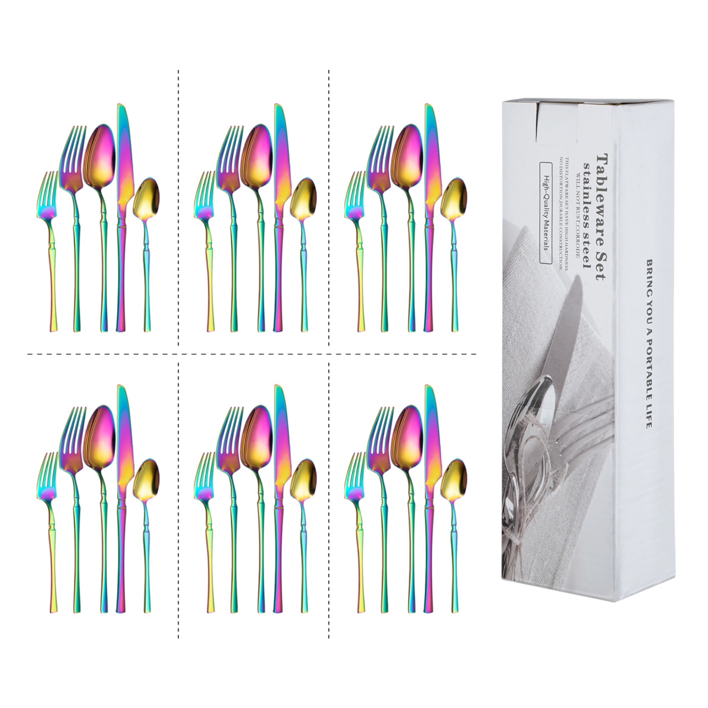 Rainbow Stainless Steel Cutlery Set 30PCs