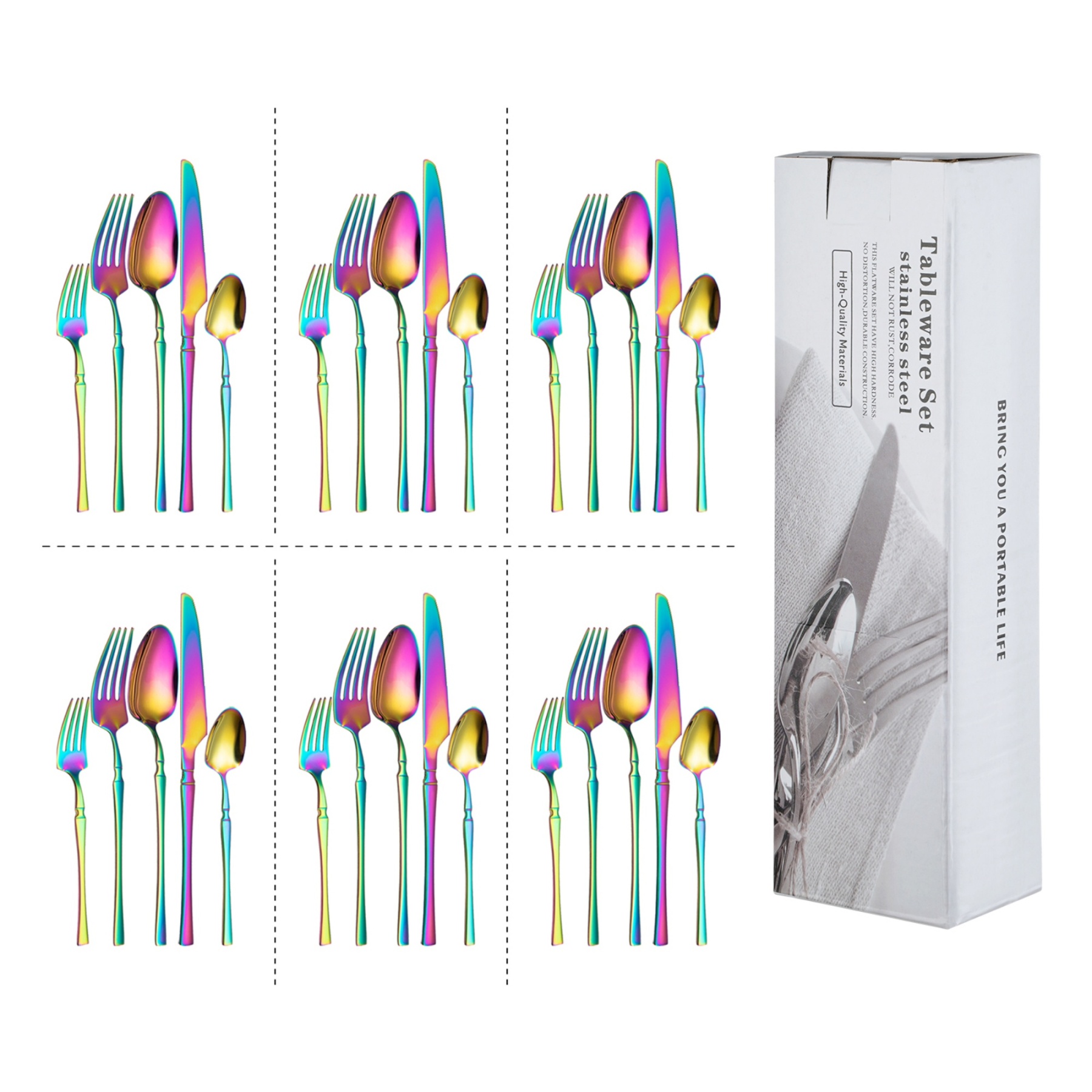 Rainbow Stainless Steel Cutlery Set 30PCs