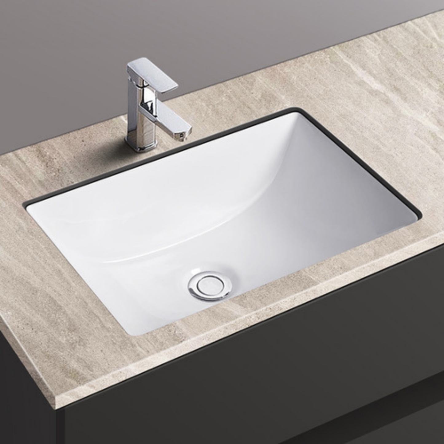 Insert Under Mounted Ceramic Bath Basin Rectangle Bathroom Hand Wash Sink Vanity White