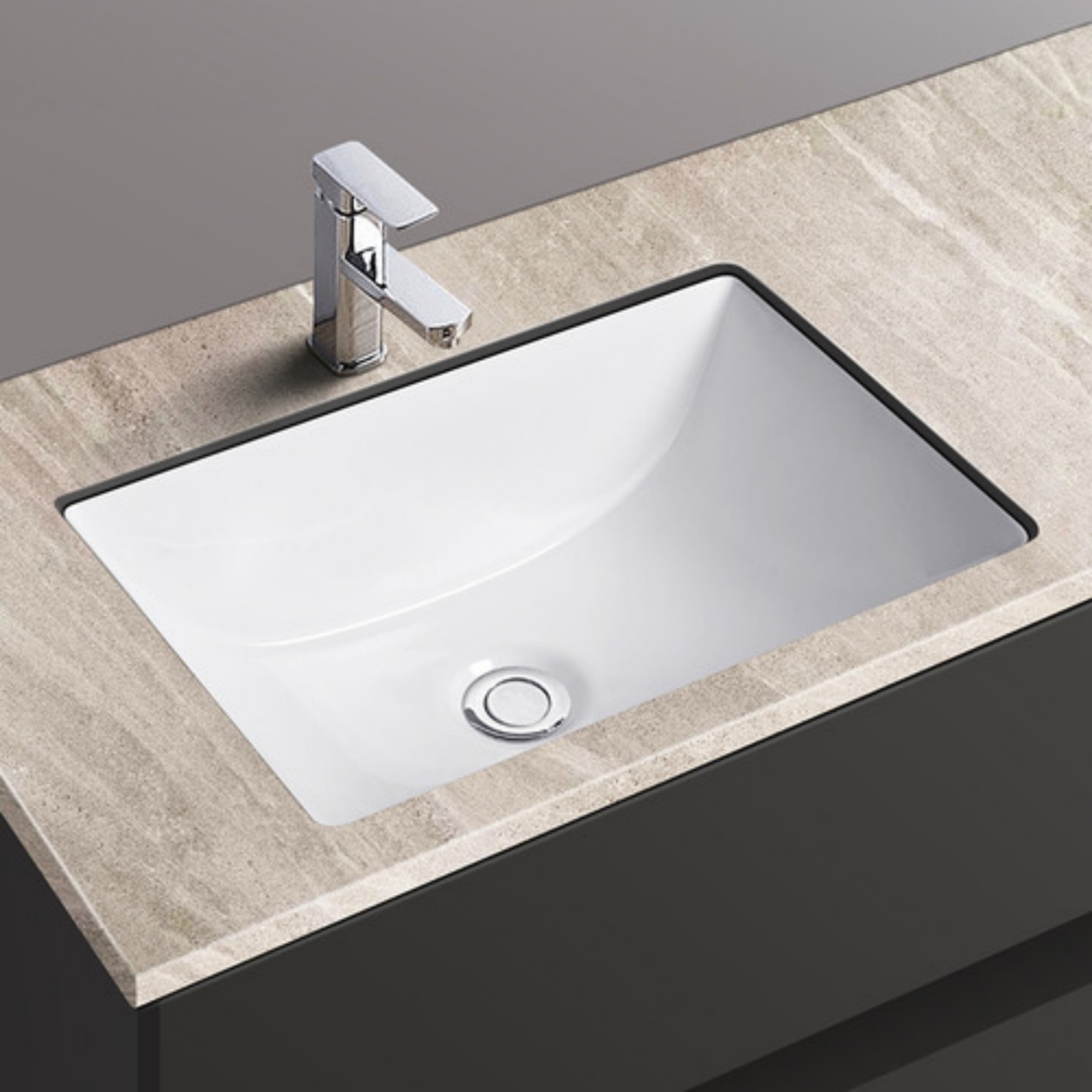 Insert Under Mounted Ceramic Bath Basin Rectangle Bathroom Hand Wash Sink Vanity White