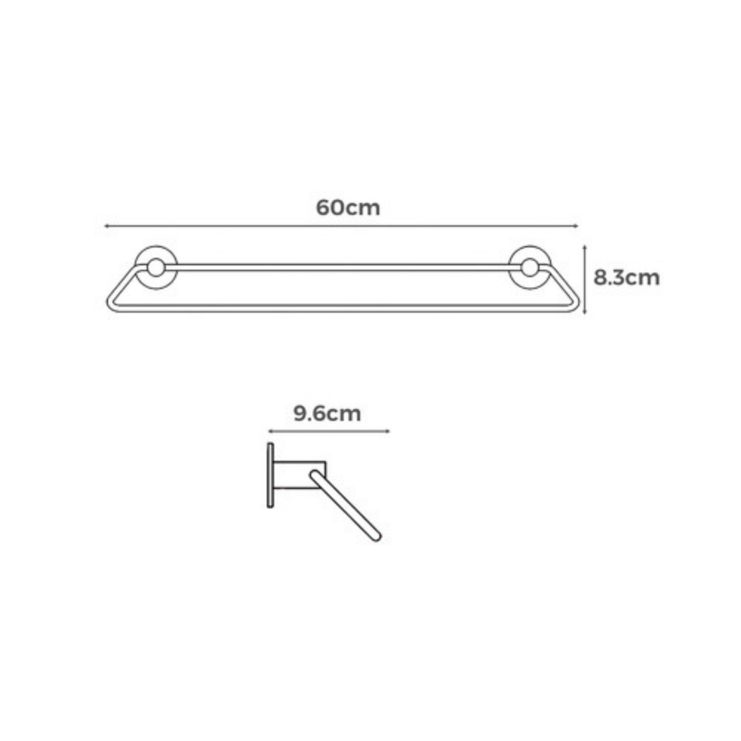 600mm Bathroom Round Stainless Steel Double Towel Rail Wall Mounted 2 Bar Towel Clothes Hanger Holder Matte Black