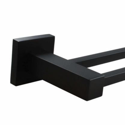 800mm Square Stainless Steel Bathroom Double Bars Towel Rail Rack Wall Mounted Clothes Hanger Holder Chrome/Black