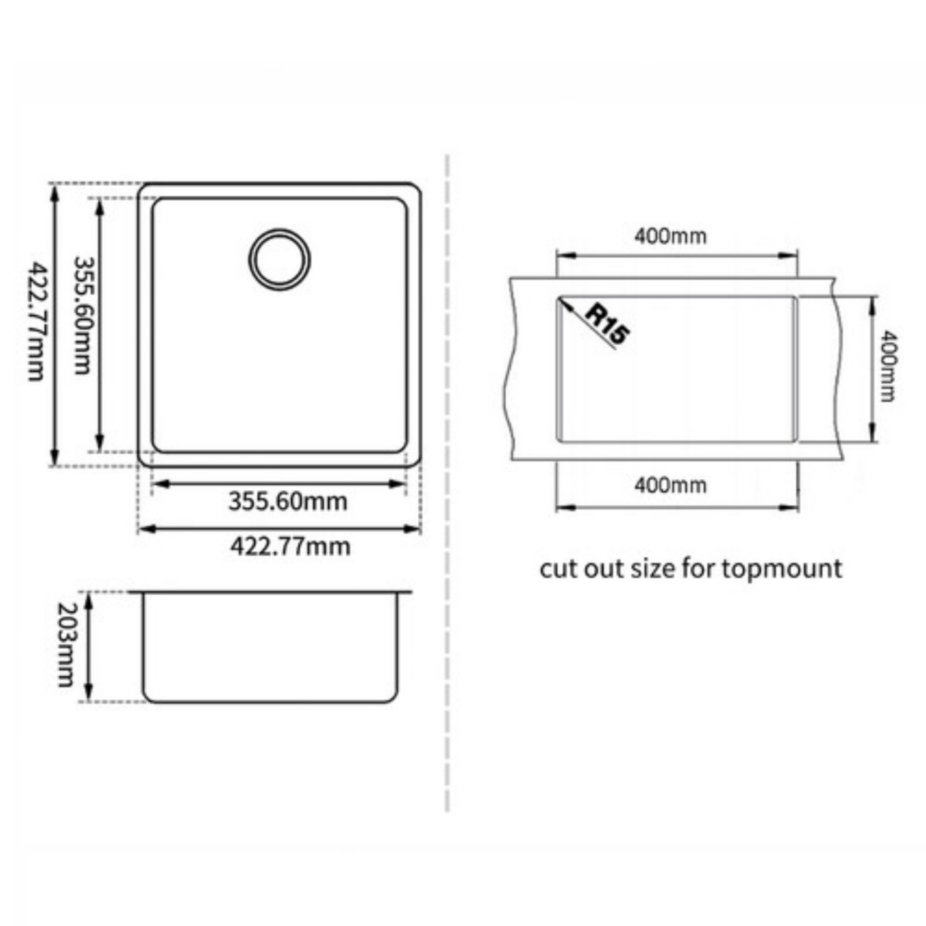 Granite Stone Single Bowl Kitchen Sink Oil-Proof Top/Under Mount Laundry Bar Basin Black/White