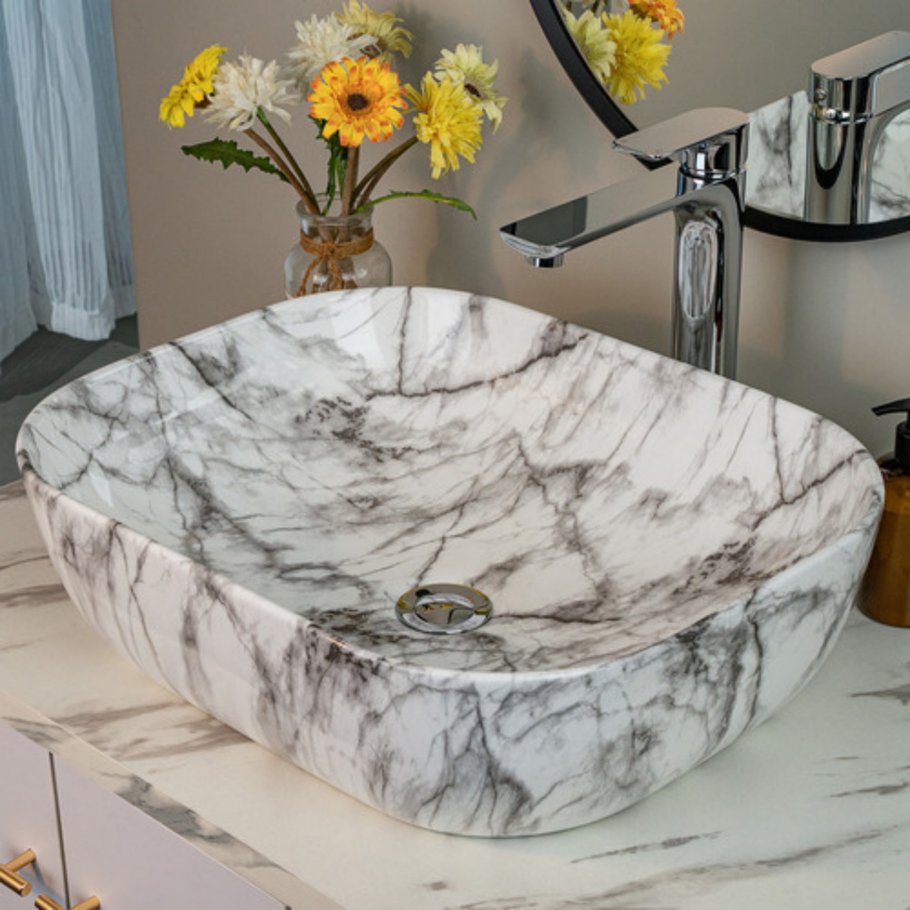 485mm Bathroom Counter Top Rectangular Ceramic Basin Sink Wash Bowl Vanity 