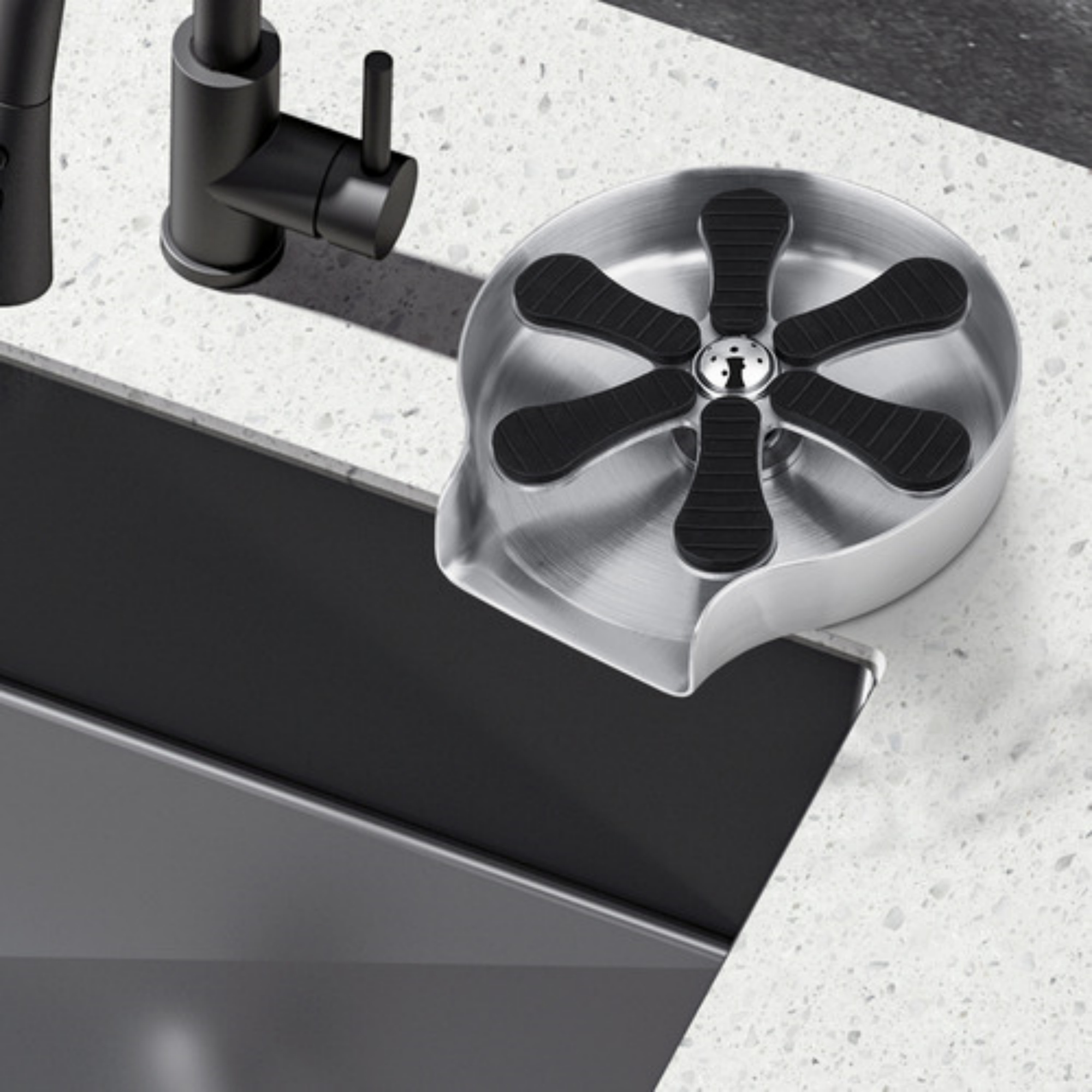 Kitchen Sink Stainless Steel Automatic Glass Rinser Cafe Bar Bottle Cup Washer Cleaner Silver/Black/Gunmetal Grey