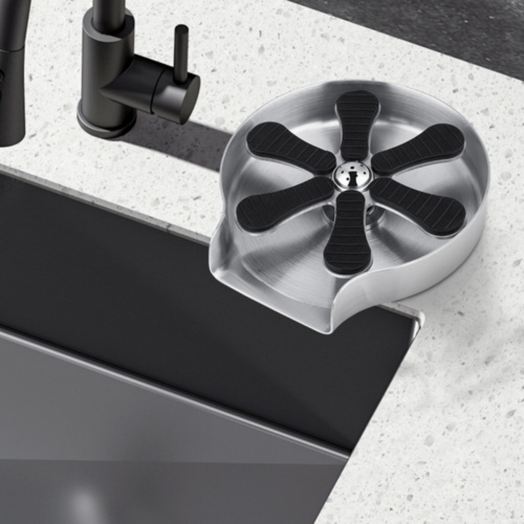 Kitchen Sink Stainless Steel Automatic Glass Rinser Cafe Bar Bottle Cup Washer Cleaner Silver/Black/Gunmetal Grey