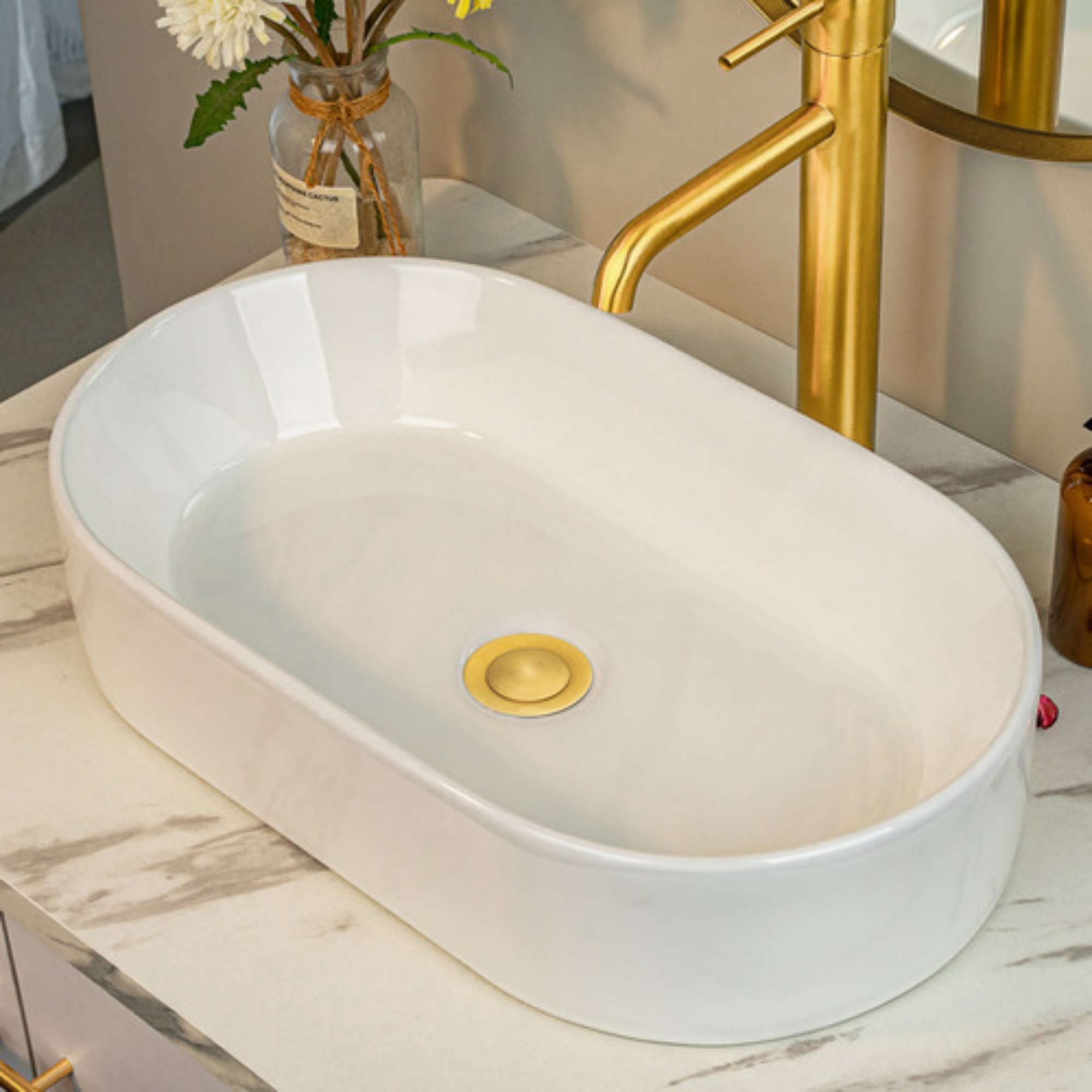 530x300mm Bathroom Oval Ceramic Basin Vanity Sink Above Counter Hand Wash Bowl 