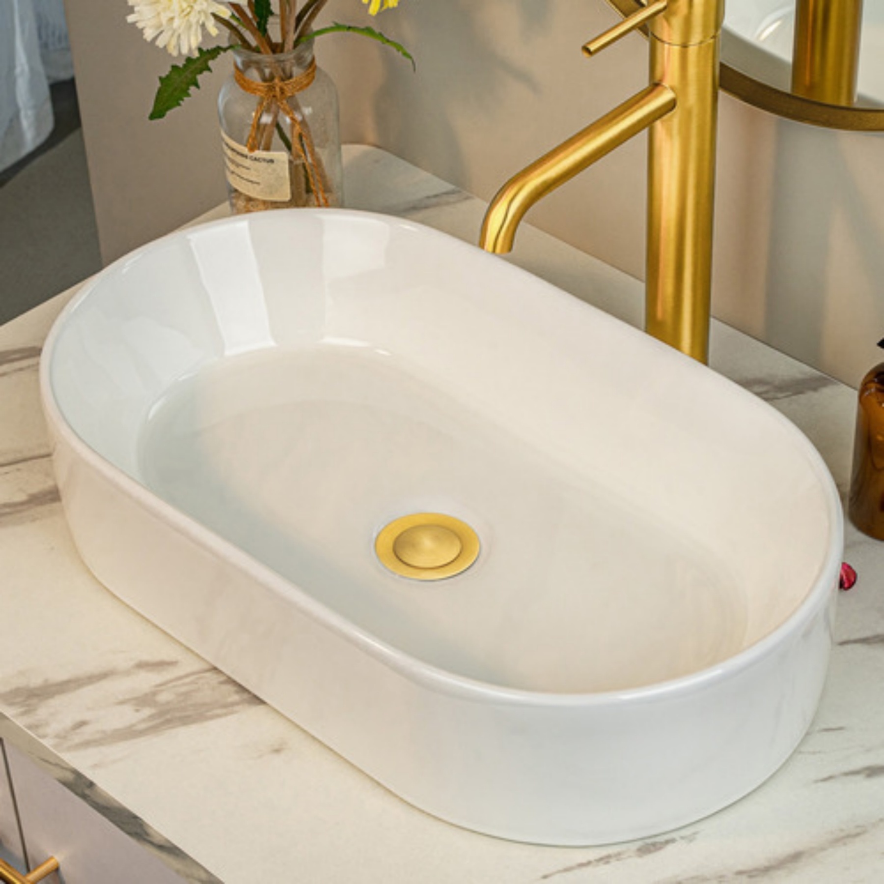 530x300mm Bathroom Oval Ceramic Basin Vanity Sink Above Counter Hand Wash Bowl 