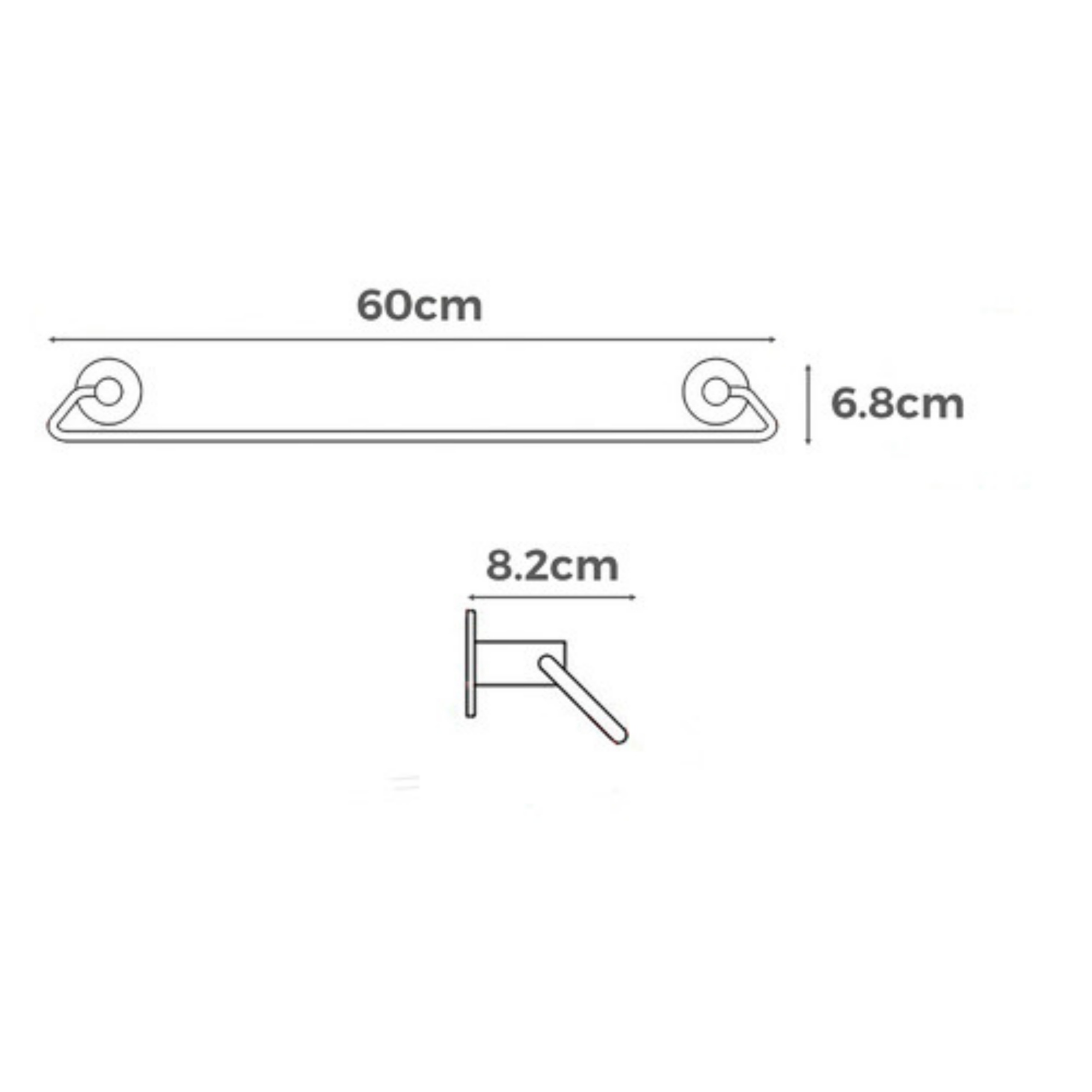 600mm Round Stainless Steel Single Towel Rail Rack Bathroom 1 Bar Towel Clothes Hanger Holder Black