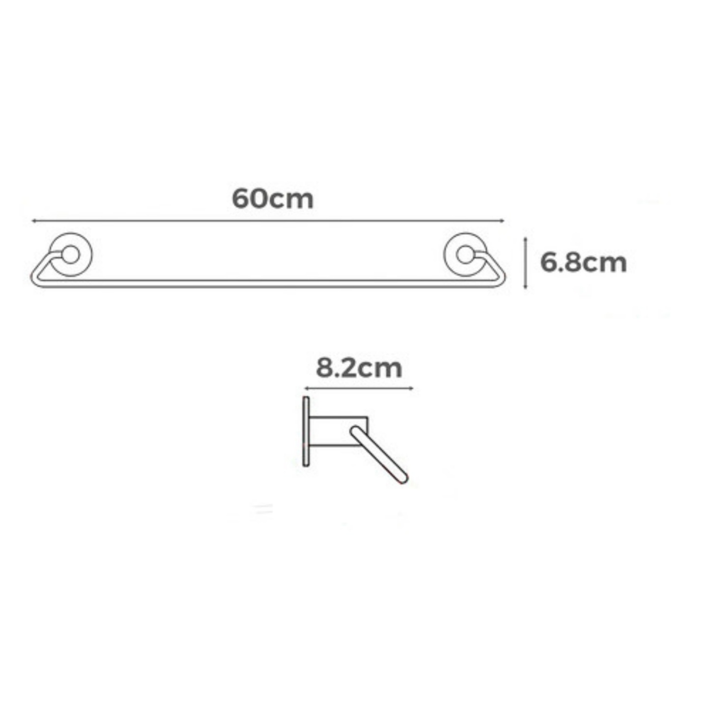 600mm Round Stainless Steel Single Towel Rail Rack Bathroom 1 Bar Towel Clothes Hanger Holder Black