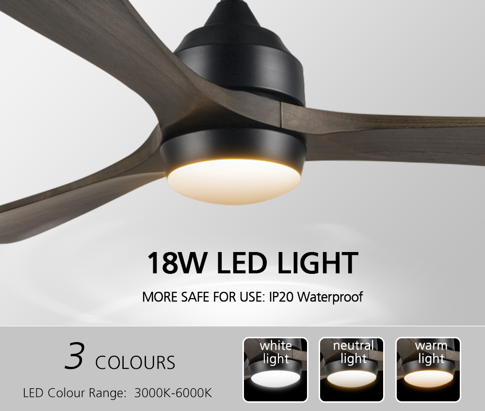52" Single Light Colour Single Blow Speed Wooden Blades Ceiling Fan