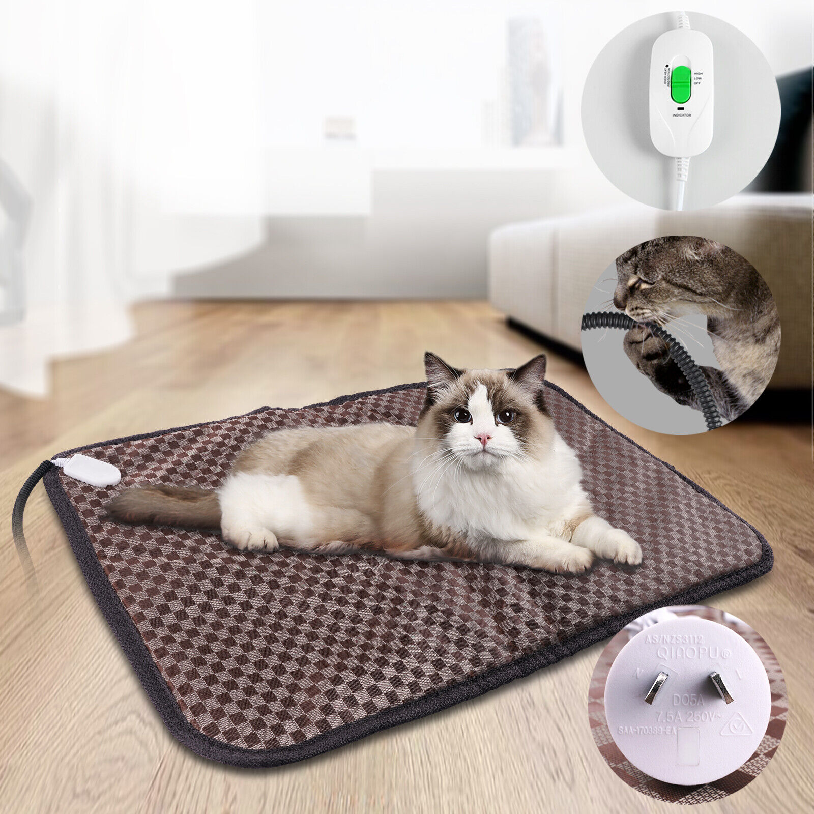 45x70cm Waterproof Electric Pet Heat Mat Heated Pad Dog Cat Heating Blanket Bed