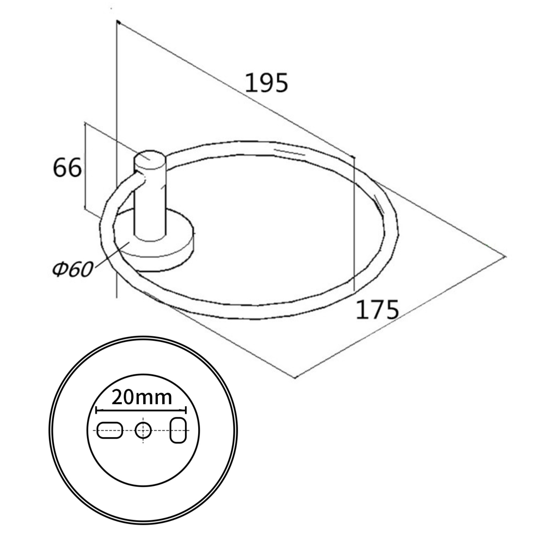 Round Stainless Steel Wall Mounted Hand Towel Ring Rack Rail Bathroom Circle Towel Hanger Holder 