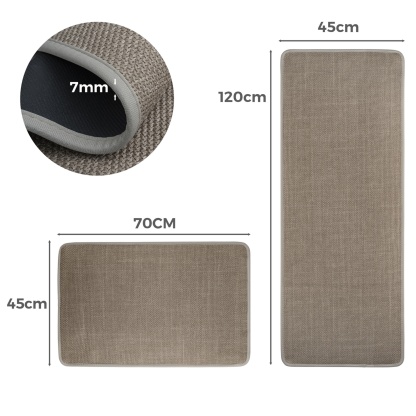 2 Piece 70cm 120cm Kitchen Floor Mat Set Non-Slip Home Laundry Hallway Rug Carpet Black/Khaki
