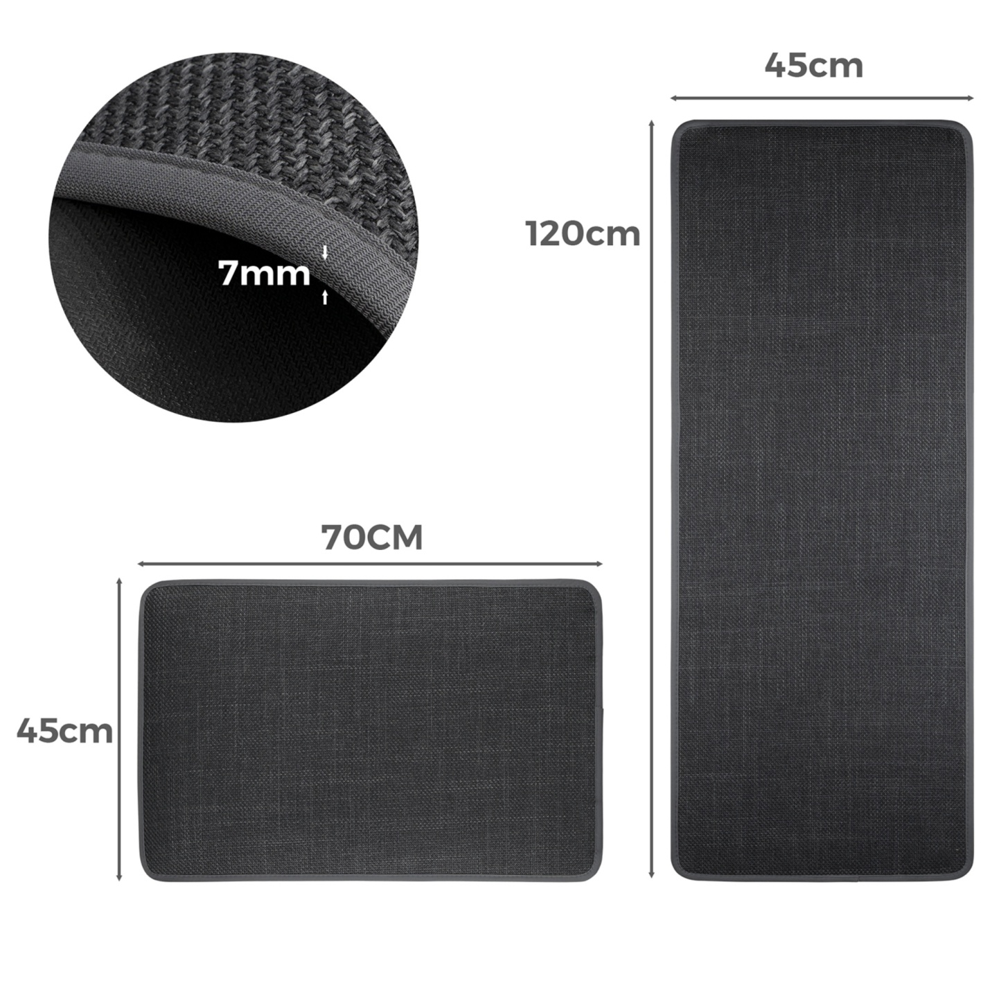 2 Piece 70cm 120cm Kitchen Floor Mat Set Non-Slip Home Laundry Hallway Rug Carpet Black/Khaki