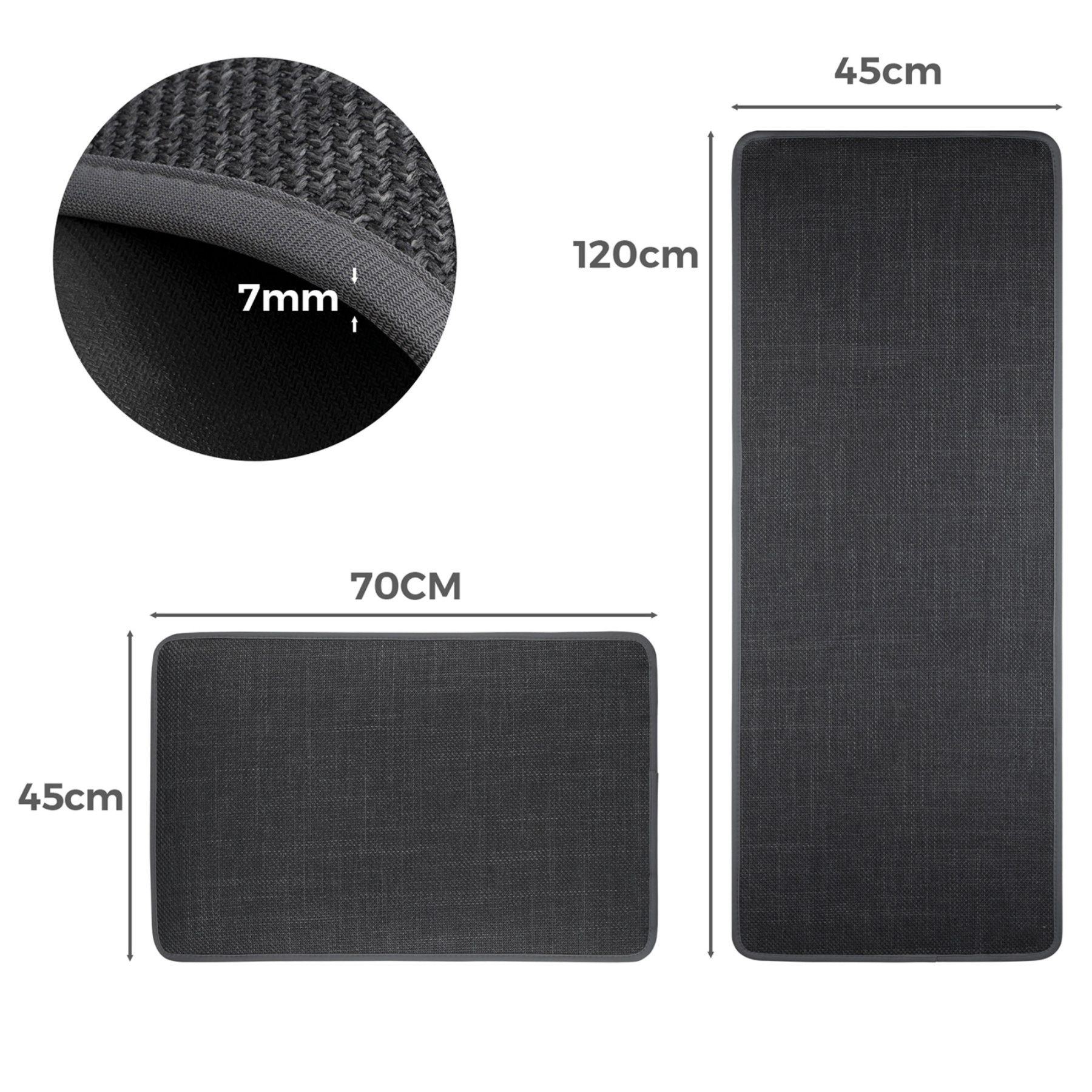 2 Piece 70cm 120cm Kitchen Floor Mat Set Non-Slip Home Laundry Hallway Rug Carpet Black/Khaki