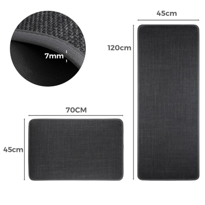 2 Piece 70cm 120cm Kitchen Floor Mat Set Non-Slip Home Laundry Hallway Rug Carpet Black/Khaki