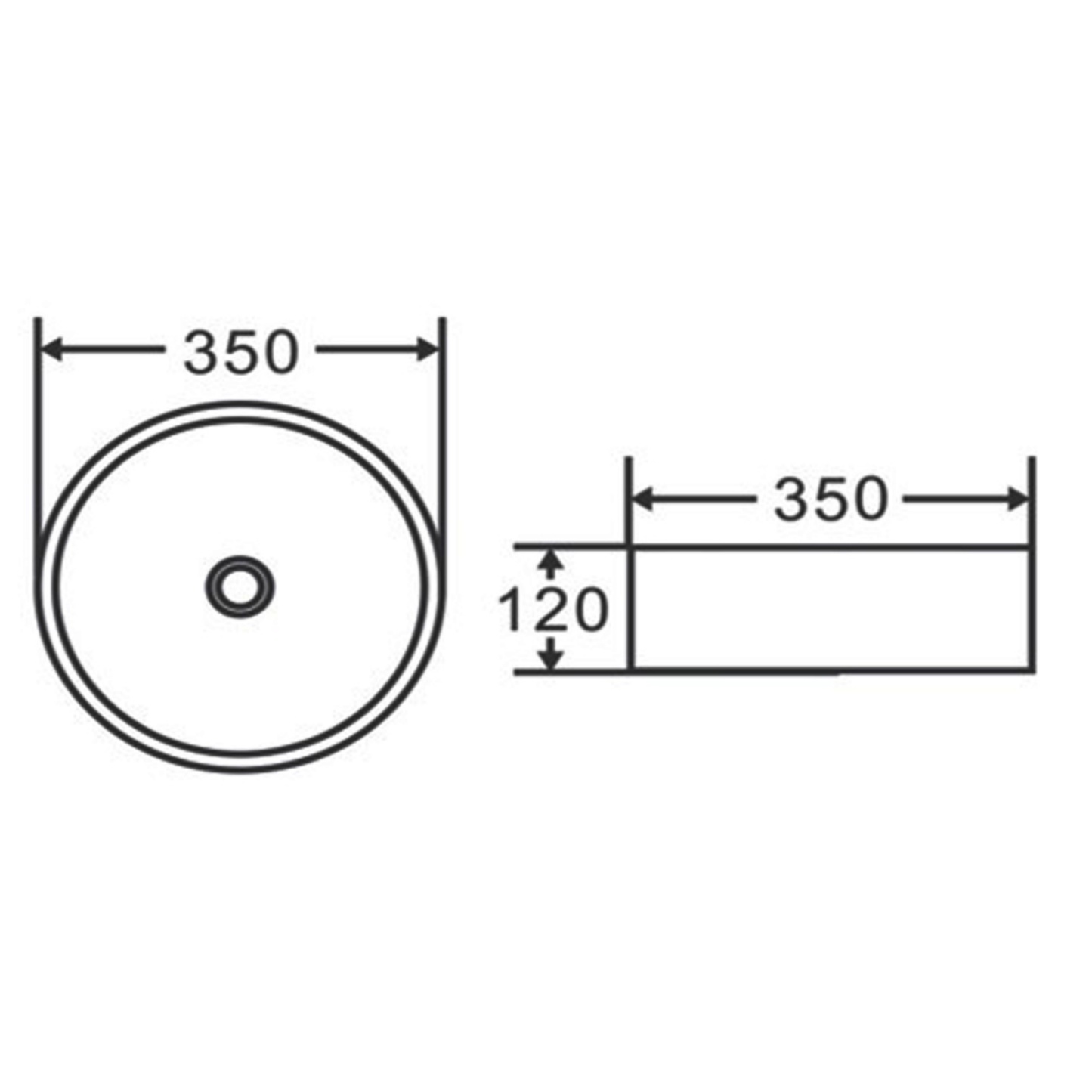 350mm Above Counter Round Ceramic Basin Vanity Bathroom Laundry Hand Wash Sink Bowl Gloss White