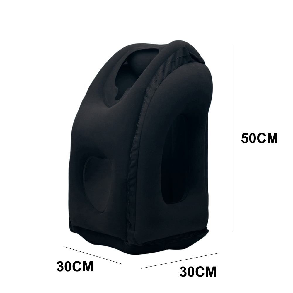 Travel Pillow Portable Inflatable Air Cushion Airplane Office Nap Neck Head Rest Black/Grey