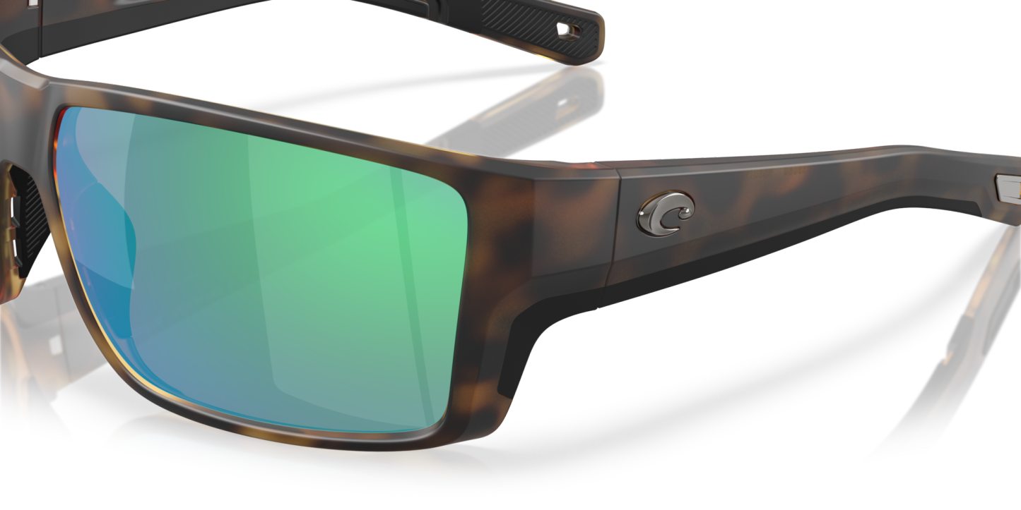 Costa Del Mar Polarised Sunglasses 06S9080 Reefton Pro Matte Tortoise w/ Green Mirror 580G