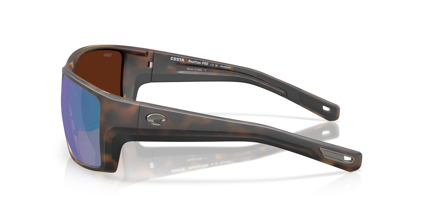 Costa Del Mar Polarised Sunglasses 06S9080 Reefton Pro Matte Tortoise w/ Green Mirror 580G