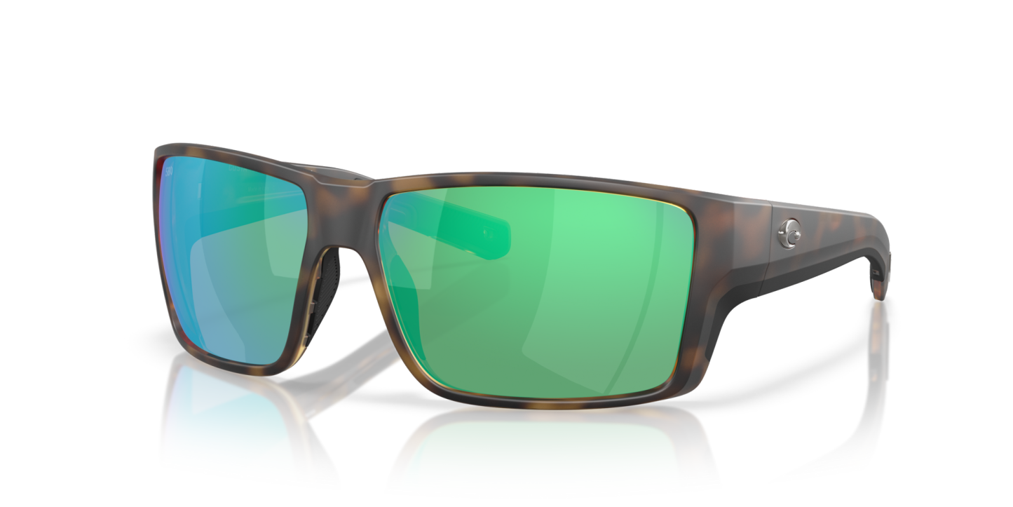Costa Del Mar Polarised Sunglasses 06S9080 Reefton Pro Matte Tortoise w/ Green Mirror 580G